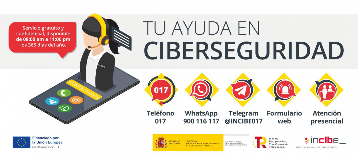 Canales de comunicación para recibir ayuda sobre ciberseguridad.